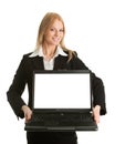 Business woman presenting laptopn