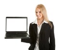 Business woman presenting laptopn