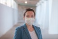 Business woman with protective face mask during Covid 19 pandemics