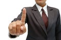 Business woman pushing on a touch screen Royalty Free Stock Photo