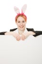 Business woman with rabbit ears. Royalty Free Stock Photo