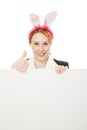 Business woman with rabbit ears. Royalty Free Stock Photo