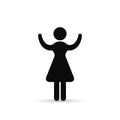 Business Woman Raised Hands Silhouette Hold Up Arms, Vector icon, isolated Illustration Royalty Free Stock Photo