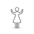 Business Woman Raised Hands Silhouette Hold Up Arms, Vector outline icon, isolated line Illustration Royalty Free Stock Photo