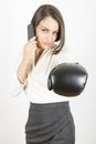 Competitive business woman ready to fight Royalty Free Stock Photo