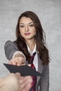 Business woman receives bribes Royalty Free Stock Photo