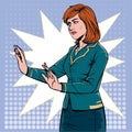 Business woman refuse to agree. Not OK. People disagree. Illustration vector. On pop art comics.