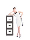 Business woman resting on cabinet file