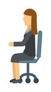 Business woman resting on office armchair, secretary sitting manager professional occupation vector