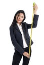 Business woman with ruler Royalty Free Stock Photo