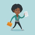 Business woman running with briefcase and document Royalty Free Stock Photo