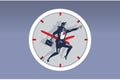 Business Woman Running inside Big Watch. Illustration Concept of Business Activities Around the Clock