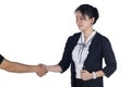 Business woman shake hand with her client