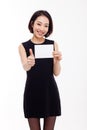 Business woman showing blank card. Royalty Free Stock Photo