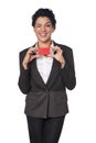 Business woman showing blank credit card Royalty Free Stock Photo