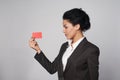 Business woman showing blank credit card Royalty Free Stock Photo