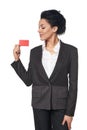 Business woman showing blank credit card Royalty Free Stock Photo