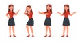 Business Woman showing different gestures character vector design. no3