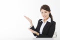 business woman with showing gesture