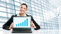 Business woman showing growing chart Royalty Free Stock Photo
