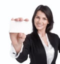 Business woman showing her blank business card Royalty Free Stock Photo