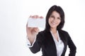 Business woman showing her blank business card Royalty Free Stock Photo