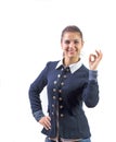 Business woman showing OK hand sign smiling happy Royalty Free Stock Photo