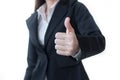 Business woman showing thumb up gesture isolated on white background Royalty Free Stock Photo