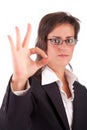 Business woman signaling ok Royalty Free Stock Photo