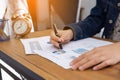 Business woman signing a contract document on office Royalty Free Stock Photo