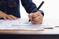 Business woman signing a contract document on office Royalty Free Stock Photo