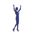 Business Woman Silhouette Excited Hold Hands Up Royalty Free Stock Photo