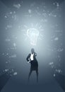 Business Woman Silhouette Light Bulb New Idea Innovation Concept Royalty Free Stock Photo