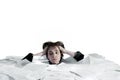 Business woman sinking in an overload of paperwork Royalty Free Stock Photo