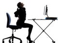 Business woman sitting backache pain silhouette