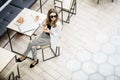 Business woman in the cafe Royalty Free Stock Photo