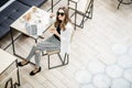 Business woman in the cafe Royalty Free Stock Photo