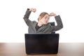 Young business woman sitting a her desk Royalty Free Stock Photo