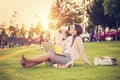 Business woman sitting in a park Royalty Free Stock Photo