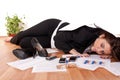 Business woman sleeping on floor Royalty Free Stock Photo