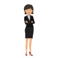 Business woman with smile on white in flat style, stock vector illustration Royalty Free Stock Photo