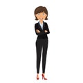 Business woman with smile on white in flat style, stock vector illustration Royalty Free Stock Photo