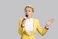 Business woman speaking and gesticulating. Royalty Free Stock Photo