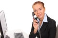 business woman speaks by phone Royalty Free Stock Photo