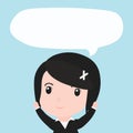 Business woman with speech bubble ides, cartoon