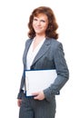 business woman stand with tablet