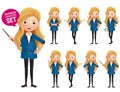 Business woman standing vector character set. Business characters of woman wearing professional  formal attire. Royalty Free Stock Photo