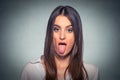 Business woman sticking out her tongue Royalty Free Stock Photo