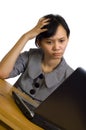 Business Woman Stress Using Laptop at the Desk Royalty Free Stock Photo