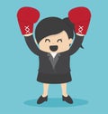 Business Woman in a suit and boxing gloves Royalty Free Stock Photo